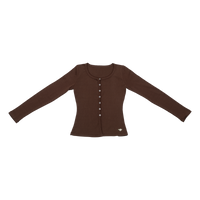 Winter Pointelle Cardigan Brown